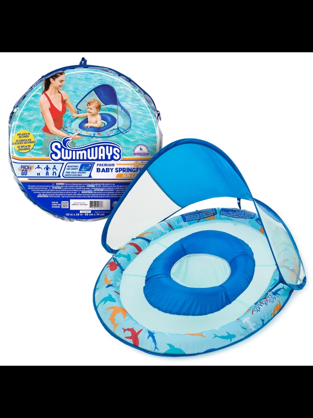 SwimWays Blue Baby Spring Float with Sun Canopy